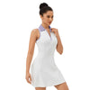 Lapel One-piece Tennis Skirt Quick-drying Breathable Waisted Sports Dress, Size: M(White Purple)
