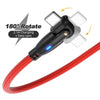 ENKAY 180 Degrees Rotating USB to 8 Pin Charging Data Cable with LED Light, Length:1m(Red)