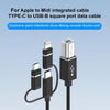 3 in 1 8 Pin, Type-C, Micro USB to USB-B MIDI Instruments Printer Cable, Length: 1m, Length:1m(Silver)