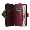 For iPhone 15 Plus / 14 Plus Nine-card Slots Zipper Wallet Bag Leather Phone Case(Wine Red)