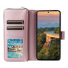 For Samsung Galaxy S23+ 5G Nine-card Slots Zipper Wallet Bag Leather Phone Case(Rose Gold)