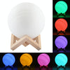 15cm Patted 3D Print Jupiter Lamp, USB Charging 7-Color Changing Energy-saving LED Night Light with Wooden Holder Base