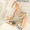 BIGTREE Women Shoes Summer High Heels Simple Chunky Sexy Nightclub Ankle Strap Sandals, Size: 43(Nude)