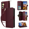 For Samsung Galaxy A25 Nine-card Slots Zipper Wallet Bag Leather Phone Case(Wine Red)
