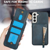 For Samsung Galaxy S22+ 5G Zipper Wallet Split MagSafe Leather Back Phone Case(Blue)