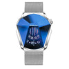 BINBOND 01 Men Locomotive Concept Diamond Dial Quartz Watch(White Mash White Steel Blue Surface)