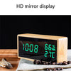 1502 Temperature And Humidity Electronic Clock Solid Wood LED Digital Control Alarm Clock, Colour: Green