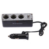 WF-0096 Triple Socket 12V/24V Car Cigarette Lighter USB Power(Black)