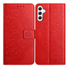 For Samsung Galaxy A26 5G Flower Embossed Leather Phone Case(Red)