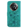 For Realme 13+ Global Lily Embossed Leather Phone Case(Green)
