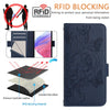 For Samsung Galaxy A56 5G Embossed Rose RFID Anti-theft Leather Phone Case(Dark Blue)