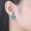 Five-leaf Petal Crystal Earrings Pink Diamond Earrings Simple Jewelry(Light green)
