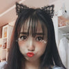 Women Lace Lovely Cat Ear Hairband Head Chain(Black)
