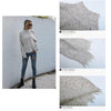 Ladies Loose Off Shoulder Ripped Long-Sleeved Turtleneck Autumn Knitted Sweater, Size:M(Wine Red)