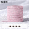 3pairs Elastic No Tie Shoelaces Metal Lock Dazzling Color Laces 100cm(Silver Pink)