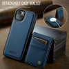 For iPhone 14 AutSpace A12 MagSafe Magnetic RFID Card Bag Phone Case(Blue)