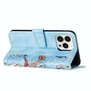 For iPhone 15 Pro Floral Pattern Leather Phone Case with Lanyard(Light Blue)
