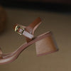 Summer Platform Mid Heel Open Toe Sandals, Size: 35(Brown)