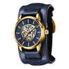 OCHSTIN 7010C Pilot Series Hollow Mechanical Men Watch(Gold-Blue)