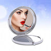 Diamond-encrusted Metal Double Side Folding Mini Portable Round Small Makeup Mirror(White)