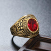 Retro Round Gemstone Carved Soldier Army Military Titanium Steel Ring for Men, US Size: 9, Diameter: 19mm, Perimeter: 59.8mm(Red)