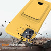 For Samsung Galaxy M05 / F05 Integrated Card Bag Solid Color Liquid Silicone Phone Case with Lanyard(Yellow)
