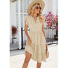 Butterfly Sleeve Layered Hem Dress V-Neck Loose Waist-Cinching Patchwork Dress, Size: XXL(Apricot)