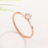 Very Fine Six-Claw Single Diamond Ring Diamond-Set Titanium Steel Women Ring, Size: US Size 7(Rose Gold)