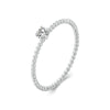 S925 Sterling Silver Platinum Bead Hoop Moissanite Stacking Ring, Size: No.7(MSR046)