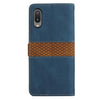 For Samsung Galaxy A02 / M02 Grid Stitching Leather Phone Case with Lanyard(Blue)