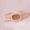 BS bee sister FA1581 Women Octagonal Dial Diamond Plated Rhinestone Bracelet Quartz Watch(Rose Gold Coffee Diamond)