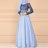 Lace Stitching Retro Large Swing Dress Ethnic Style Long-Sleeved Slim Dress, Size:XL(Purple)