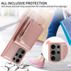 For Samsung Galaxy S25 Ultra 5G Crossbody Lanyard Zipper Wallet Leather Phone Case(Rose Gold)