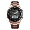 SKMEI 1370 Multifunctional Men Outdoor Sports Noctilucent Waterproof Stainless Steel Digital Wrist Watch (Rose Gold)