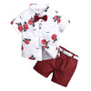 Summer Boys Print Short Sleeve Shirt + Shorts Set, Kid Size:110cm(White)