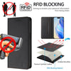 For iPhone 11 Pro Max RC01 Dual-Folded Magnetic Suction RFID Leather Phone Case(Black)