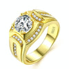 Fashion Businessman 18K White Gold Plated + AAA Zircon Men Diamond Ring, Size: 12, Diameter: 21.4mm, Perimeter: 67.2mm