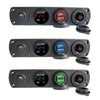 3 PCS 4-hole Panel Combination Switch Dual USB 4.2A Power Plug with Voltmeter(Green Light)