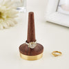 Black Walnut Wood With Brass Stand Ring Holder For Jewelry