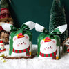 1bag Candy Packaging Bags Baking Biscuit Gift Bags 13.5x22cm(Green Scarf Bear)