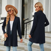 Autumn And Winter Women Button Long Sleeve Loose Cardigan Jacket, Size: M(Navy)