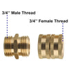 3/4GHT Brass Internal External Thread American Adapter Garden Hose Connector, : 4pcs /Pack Male & Female Adapters With Tape