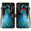 For Samsung Galaxy A21s Crystal Texture Colored Drawing Leather Phone Case(Peacock)