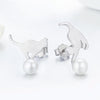 Small Animal Jewelry Sterling Silver Pearl S925 Meow Earrings