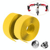 1 Pair Cycling Road Bike Sports Bicycle Cork Handlebar Tape Wrap + 2 Bar Plug(Yellow)