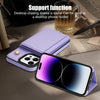 For iPhone 11 Pro Max Three Fold Card Bag Phone Case with Long Lanyard(Purple)