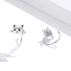 SCE965 925 Silver Cat Earrings Animal Shaped Earrings
