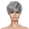 Wig-332 Silver Gray Ladies Short Straight Hair Wig High Temperature Silk Chemical Fiber Headgear