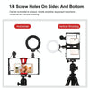 PULUZ 3 in 1 Vlogging Live Broadcast Smartphone Video Rig + Microphone +  4.7 inch 12cm Ring LED Selfie Light Kits with Cold Shoe Tripod Head for iPhone, Galaxy, Huawei, Xiaomi, HTC, LG, Google, and Other Smartphones(Red)