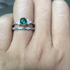 2 PCS/Set Women Fashion Zircon Gemstone Ring 9(Green)